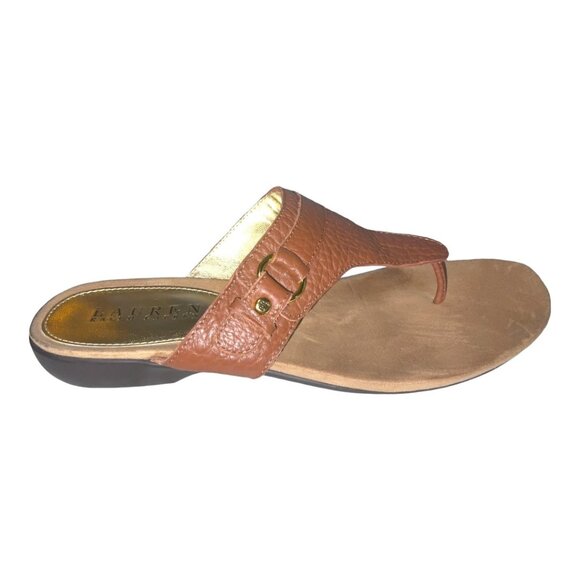 Lauren Ralph Lauren Shoes - SOLD! Ralph Lauren Kendra Genuine Pebble Leather (11878  A/15) Thong Sandal 9.5B